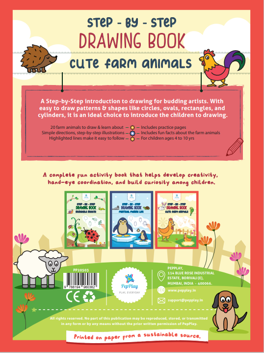 Farm animals Step by Step Drawing Books | Cute Farm Animals