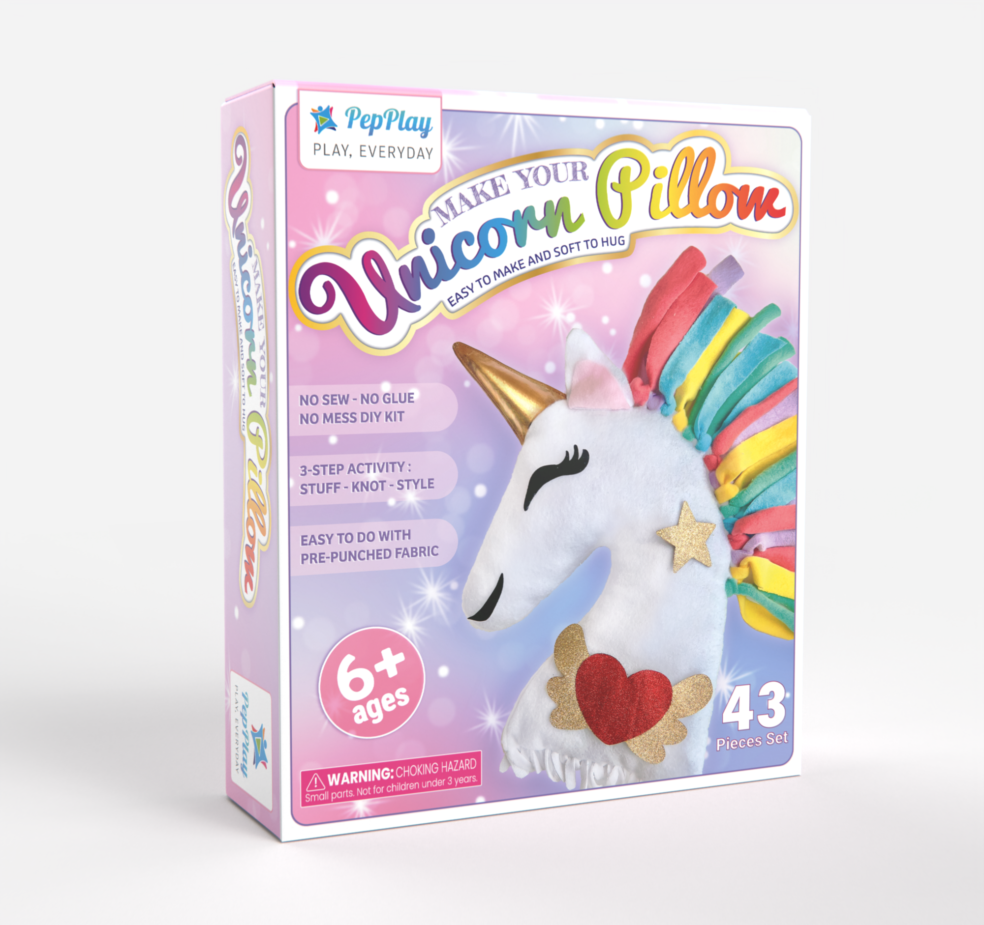 DIY Stuffed Plush Pillow Craft kit for Kids Unicorn Doll Bedroom Decor Project No Sewing Needed 2Pepers Make Your Own Unicorn Pillow Kit Arts and Crafts for Girls Unicorn Gifts for Girls 